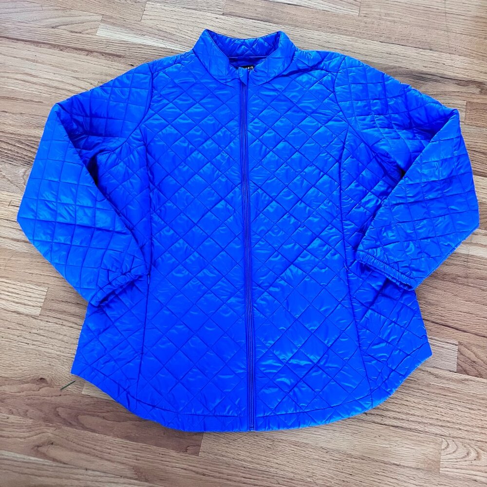 Torrid  Feel the Fit Cobalt Blue Diamond Quilted Puffer Jacket Packable Size 1 X